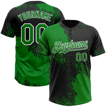 Загрузить изображение в средство просмотра галереи, Custom Black Grass Green-White 3D Pattern Abstract Brush Stroke Two-Button Unisex Softball Jersey
