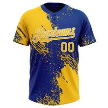 Charger l&#39;image dans la galerie, Custom Yellow Royal-White 3D Pattern Abstract Brush Stroke Two-Button Unisex Softball Jersey
