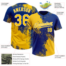 Charger l&#39;image dans la galerie, Custom Yellow Royal-White 3D Pattern Abstract Brush Stroke Two-Button Unisex Softball Jersey
