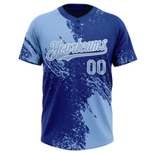 Загрузить изображение в средство просмотра галереи, Custom Light Blue Royal-White 3D Pattern Abstract Brush Stroke Two-Button Unisex Softball Jersey
