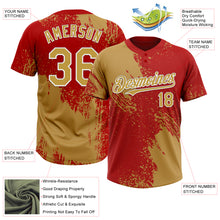 Загрузить изображение в средство просмотра галереи, Custom Old Gold Red-White 3D Pattern Abstract Brush Stroke Two-Button Unisex Softball Jersey
