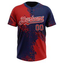 Загрузить изображение в средство просмотра галереи, Custom Red Navy-White 3D Pattern Abstract Brush Stroke Two-Button Unisex Softball Jersey
