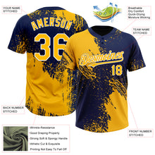 Charger l&#39;image dans la galerie, Custom Gold Navy-White 3D Pattern Abstract Brush Stroke Two-Button Unisex Softball Jersey
