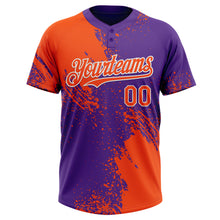 Загрузить изображение в средство просмотра галереи, Custom Orange Purple-White 3D Pattern Abstract Brush Stroke Two-Button Unisex Softball Jersey
