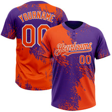 Загрузить изображение в средство просмотра галереи, Custom Orange Purple-White 3D Pattern Abstract Brush Stroke Two-Button Unisex Softball Jersey
