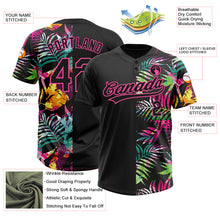 Загрузить изображение в средство просмотра галереи, Custom Black Pink 3D Pattern Hawaii Tropical Palm Leaves Two-Button Unisex Softball Jersey
