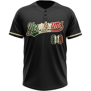 Custom Black Vintage Mexican Flag-City Cream Two-Button Unisex Softball Jersey