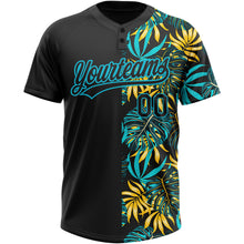 Charger l&#39;image dans la galerie, Custom Black Lakes Blue 3D Pattern Hawaii Tropical Palm Leaves Two-Button Unisex Softball Jersey
