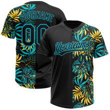 Charger l&#39;image dans la galerie, Custom Black Lakes Blue 3D Pattern Hawaii Tropical Palm Leaves Two-Button Unisex Softball Jersey
