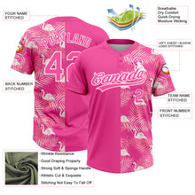 Charger l&#39;image dans la galerie, Custom Pink White 3D Pattern Tropical Palm Leaves And Famingo Two-Button Unisex Softball Jersey
