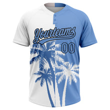 Charger l&#39;image dans la galerie, Custom White Light Blue-Black 3D Pattern Hawaii Coconut Trees Two-Button Unisex Softball Jersey
