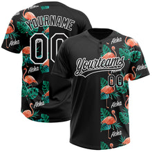 Загрузить изображение в средство просмотра галереи, Custom Black White 3D Pattern Hawaii Flamingos And Leaves Two-Button Unisex Softball Jersey
