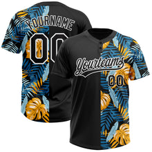 Charger l&#39;image dans la galerie, Custom Black White 3D Pattern Hawaii Tropical Leaves Two-Button Unisex Softball Jersey
