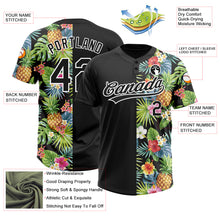 Load image into Gallery viewer, Custom Black White 3D Pattern Hawaii Tropical Pineapples, Palm Leaves And Flowers Two-Button Unisex Softball Jersey
