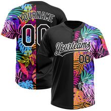 Laden Sie das Bild in den Galerie-Viewer, Custom Black White 3D Pattern Hawaii Tropical Palm Trees Two-Button Unisex Softball Jersey
