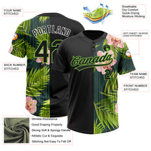 Charger l&#39;image dans la galerie, Custom Black Neon Green 3D Pattern Hawaii Tropical Palm Leaves With Orchids Two-Button Unisex Softball Jersey
