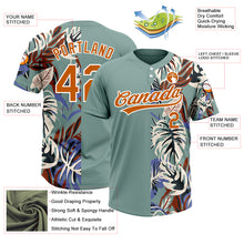 Laden Sie das Bild in den Galerie-Viewer, Custom Teal Texas Orange-White 3D Pattern Hawaii Tropical Palm Leaves Two-Button Unisex Softball Jersey
