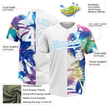 Laden Sie das Bild in den Galerie-Viewer, Custom White Light Blue 3D Pattern Hawaii Palm Trees Two-Button Unisex Softball Jersey
