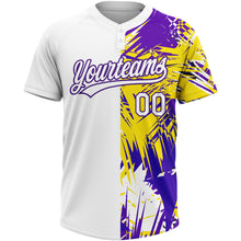 Загрузить изображение в средство просмотра галереи, Custom White Purple 3D Pattern Tropical Palm Leaves Two-Button Unisex Softball Jersey
