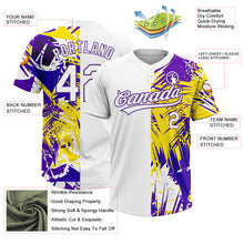 Загрузить изображение в средство просмотра галереи, Custom White Purple 3D Pattern Tropical Palm Leaves Two-Button Unisex Softball Jersey
