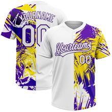 Загрузить изображение в средство просмотра галереи, Custom White Purple 3D Pattern Tropical Palm Leaves Two-Button Unisex Softball Jersey
