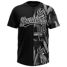 Charger l&#39;image dans la galerie, Custom Black White 3D Pattern Leopards And Tropical Palm Leaves Two-Button Unisex Softball Jersey
