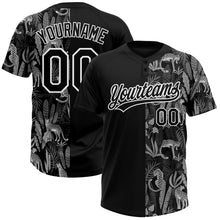 Charger l&#39;image dans la galerie, Custom Black White 3D Pattern Leopards And Tropical Palm Leaves Two-Button Unisex Softball Jersey
