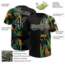 Laden Sie das Bild in den Galerie-Viewer, Custom Black White 3D Pattern Leopards And Tropical Palm Leaves Two-Button Unisex Softball Jersey
