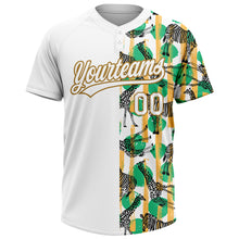 Charger l&#39;image dans la galerie, Custom White Old Gold 3D Pattern Zebras And Giraffes Two-Button Unisex Softball Jersey
