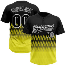 Загрузить изображение в средство просмотра галереи, Custom Black Light Yellow-White 3D Pattern Lines Two-Button Unisex Softball Jersey
