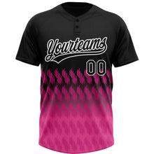 Laden Sie das Bild in den Galerie-Viewer, Custom Black Pink-White 3D Pattern Lines Two-Button Unisex Softball Jersey
