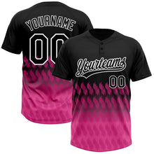 Загрузить изображение в средство просмотра галереи, Custom Black Pink-White 3D Pattern Lines Two-Button Unisex Softball Jersey
