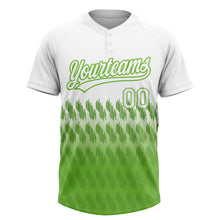 Laden Sie das Bild in den Galerie-Viewer, Custom White Neon Green 3D Pattern Lines Two-Button Unisex Softball Jersey
