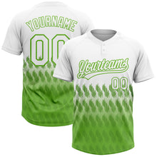 Laden Sie das Bild in den Galerie-Viewer, Custom White Neon Green 3D Pattern Lines Two-Button Unisex Softball Jersey
