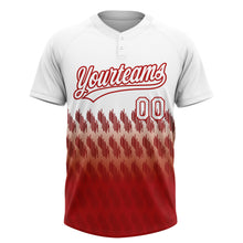 Laden Sie das Bild in den Galerie-Viewer, Custom White Red 3D Pattern Lines Two-Button Unisex Softball Jersey
