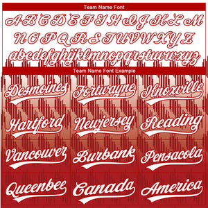 Custom White Red 3D Pattern Lines Two-Button Unisex Softball Jersey