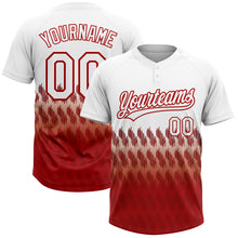 Laden Sie das Bild in den Galerie-Viewer, Custom White Red 3D Pattern Lines Two-Button Unisex Softball Jersey
