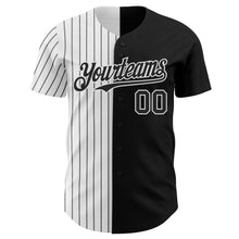 Laden Sie das Bild in den Galerie-Viewer, Custom Black White-Black Pinstripe Authentic Split Fashion Baseball Jersey
