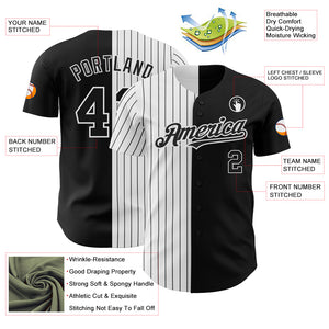 Custom Black White-Black Pinstripe Authentic Split Fashion Baseball Jersey