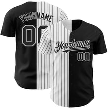 Laden Sie das Bild in den Galerie-Viewer, Custom Black White-Black Pinstripe Authentic Split Fashion Baseball Jersey
