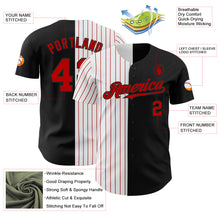 Laden Sie das Bild in den Galerie-Viewer, Custom Black White-Red Pinstripe Authentic Split Fashion Baseball Jersey
