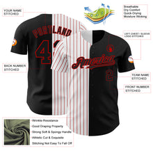 Load image into Gallery viewer, Custom Black White-Red Pinstripe Authentic Split Fashion Baseball Jersey
