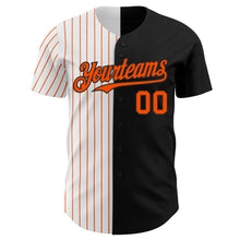 Laden Sie das Bild in den Galerie-Viewer, Custom Black White-Orange Pinstripe Authentic Split Fashion Baseball Jersey
