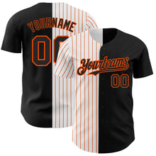 Laden Sie das Bild in den Galerie-Viewer, Custom Black White-Orange Pinstripe Authentic Split Fashion Baseball Jersey
