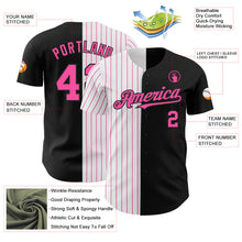 Laden Sie das Bild in den Galerie-Viewer, Custom Black White-Pink Pinstripe Authentic Split Fashion Baseball Jersey
