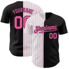 Laden Sie das Bild in den Galerie-Viewer, Custom Black White-Pink Pinstripe Authentic Split Fashion Baseball Jersey
