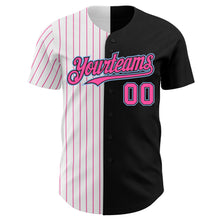 Load image into Gallery viewer, Custom Black Light Blue-Pink Pinstripe Authentic Split Fashion Baseball Jersey
