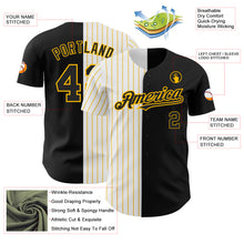 Laden Sie das Bild in den Galerie-Viewer, Custom Black White-Gold Pinstripe Authentic Split Fashion Baseball Jersey
