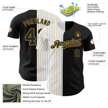 Laden Sie das Bild in den Galerie-Viewer, Custom Black White-Old Gold Pinstripe Authentic Split Fashion Baseball Jersey
