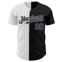 Laden Sie das Bild in den Galerie-Viewer, Custom Black White-Gray Pinstripe Authentic Split Fashion Baseball Jersey
